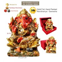 Navdhanya Ganesha Gold Foil Hand Painted